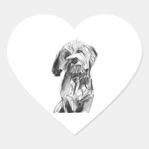 Cavapoo Sticker, Dog Lover Illustration Heart Sticker