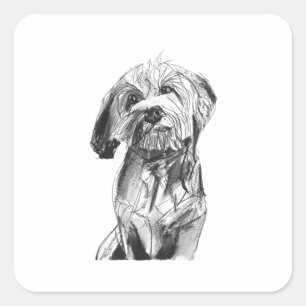 Cavapoo Sticker, Dog Lover Illustration Square Sticker