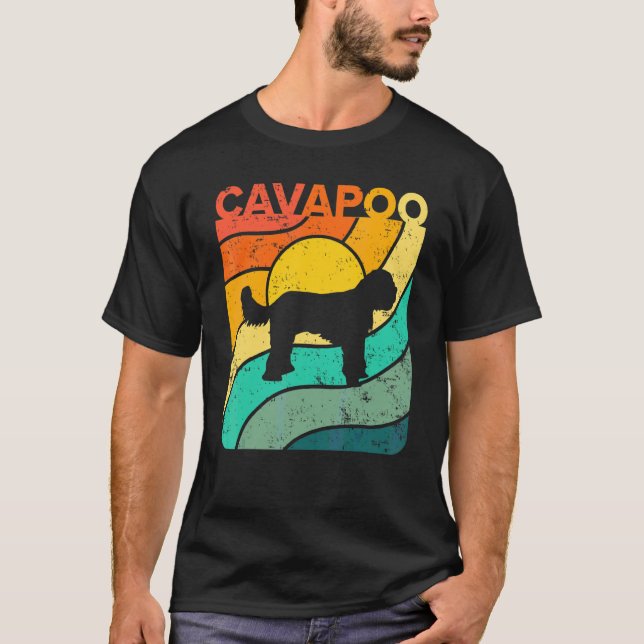 Cavapoo Vintage Sunset Mum Dad T-Shirt (Front)