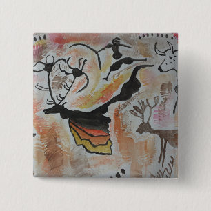 Cave Art Abstract 15 Cm Square Badge
