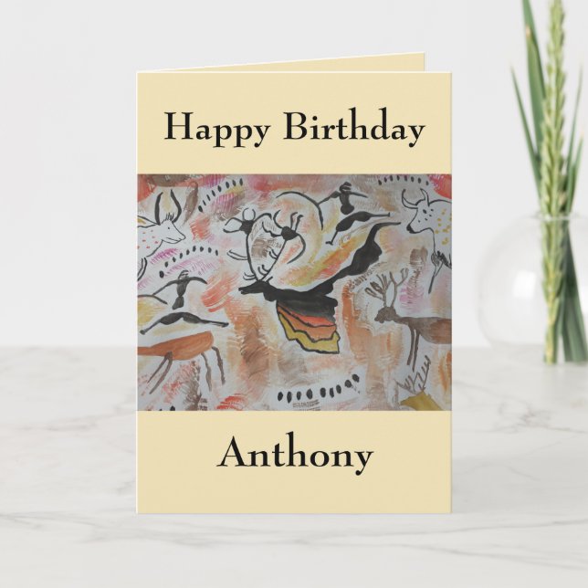 Cave Art Abstract Birthday Card (Front)