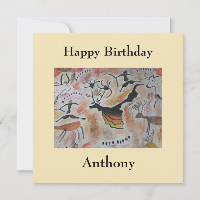 Cave Art Abstract Flat Birthday Card (Front)