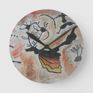 Cave Art Abstract Round Clock