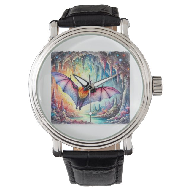 Cave Bat 010824AREF117 - Watercolor Watch (Front)