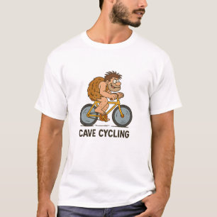 Cave Cycling Club Funny Caveman Biker Cartoon  T-Shirt