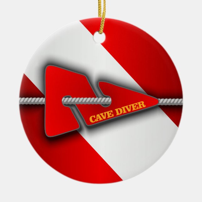 Cave Diver (Line Marker) Ceramic Ornament (Front)