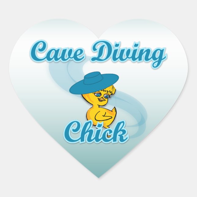 Cave Diving Chick #3 Heart Sticker (Front)