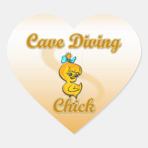 Cave Diving Chick Heart Sticker