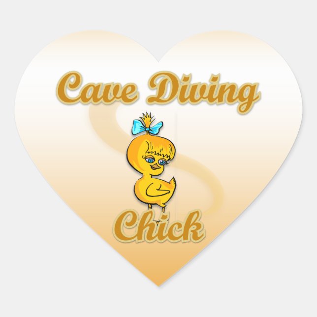 Cave Diving Chick Heart Sticker (Front)