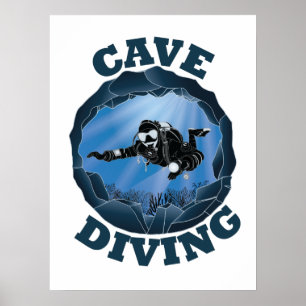 Cave Diving - Underwater Scuba Diver Poster