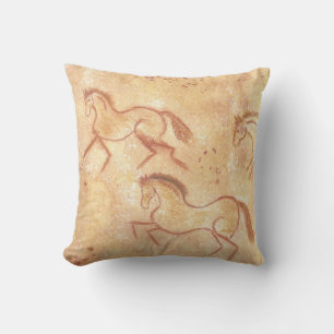 Cave Drawing Painting of Horses Cushion