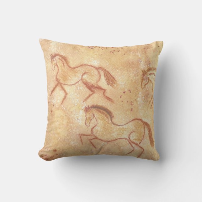 Cave Drawing Painting of Horses Cushion (Front)