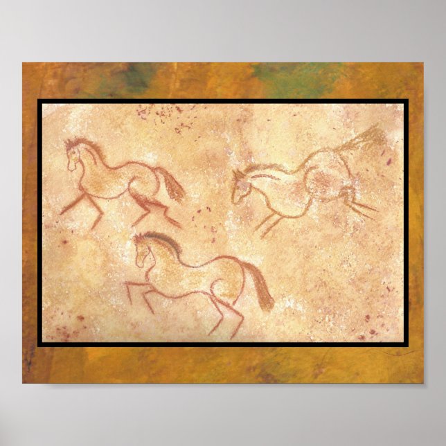 Cave Drawing Painting of Horses Poster (Front)