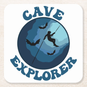 Cave Explorer Caver Caving Speleology Spelunking Square Paper Coaster