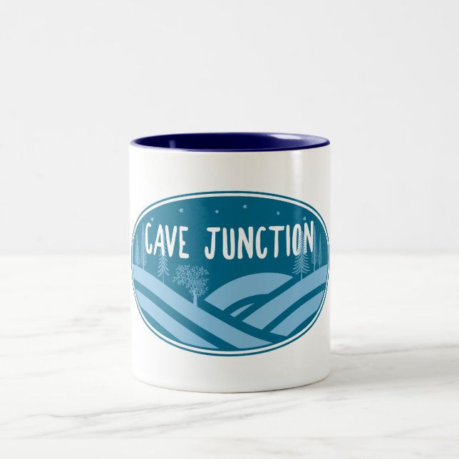 Cave Junction Oregon Outdoors Two-Tone Coffee Mug (Center)