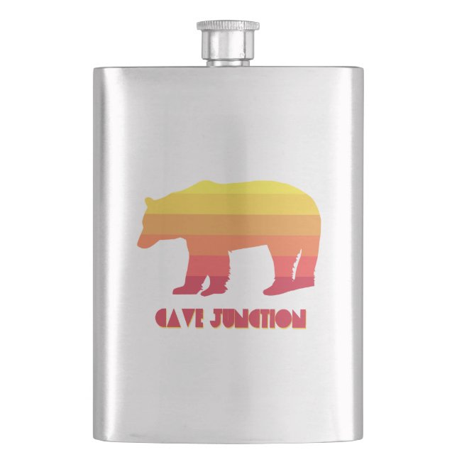Cave Junction Oregon Rainbow Bear Hip Flask (Front)