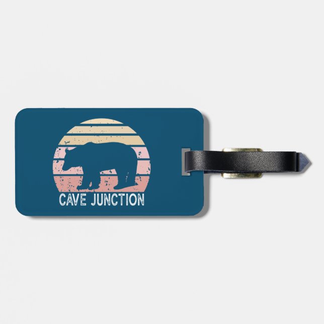 Cave Junction Oregon Retro Bear Luggage Tag (Back Horizontal)