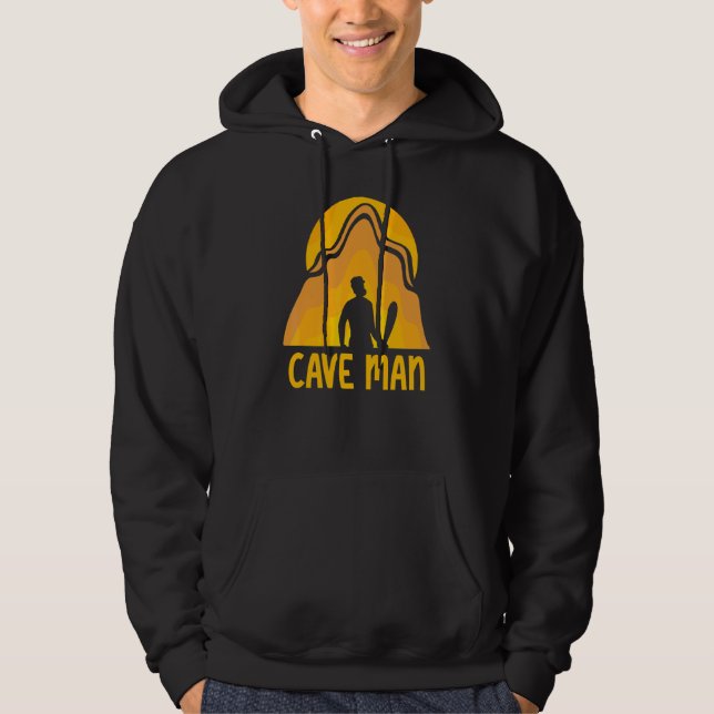 Cave Man Explorer Caving Exploring Hobby Hoodie (Front)