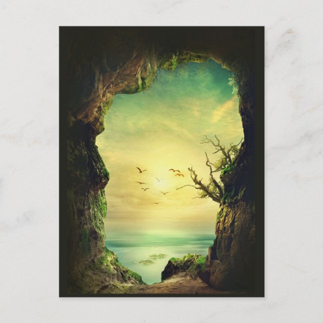 Cave overlooking a Tropical Sea Scenic Photo Postcard (Front)
