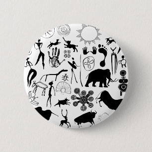 Cave paintings - primeval art 6 cm round badge