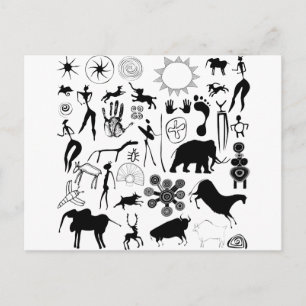Cave paintings - primeval art postcard