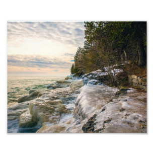 Cave Point - Icy Shores - Sunrise- Photo Print