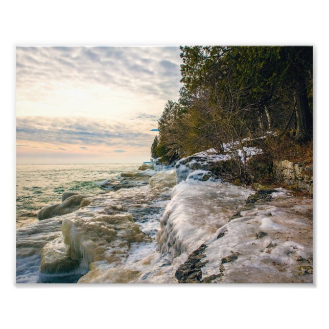 Cave Point - Icy Shores - Sunrise- Photo Print (Front)
