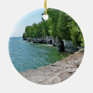 Cave Point Park Shoreline Ceramic Ornament