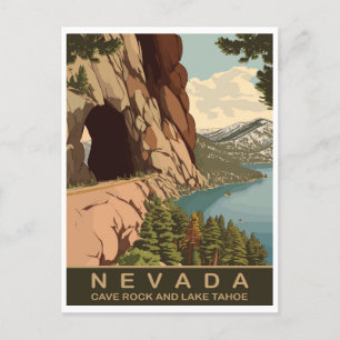 Cave Rock and Lake Tahoe Nevada, Travel Postcard