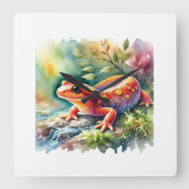 Cave Salamander in Light 060924AREF115 - Watercolo Square Wall Clock (Front)