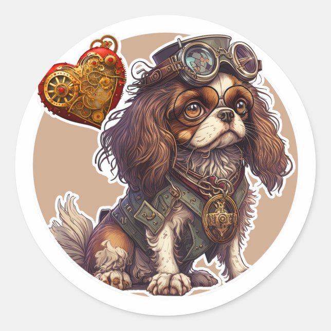 Cavelier King Charles Spaniel Dog Classic Round Sticker (Front)