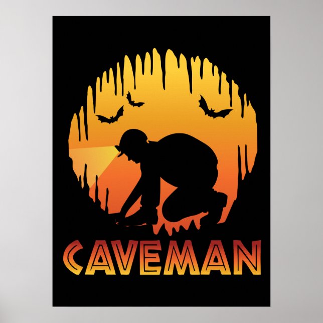 Caveman - Funny Caving Speleology Poster (Front)