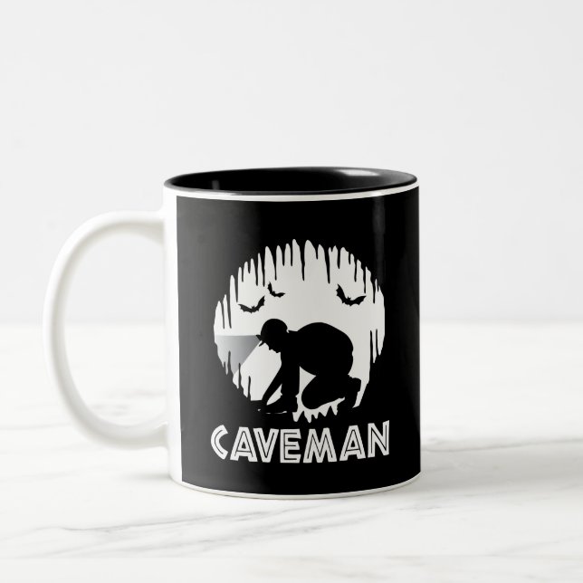 Caveman - Funny Speleology Two-Tone Coffee Mug (Left)