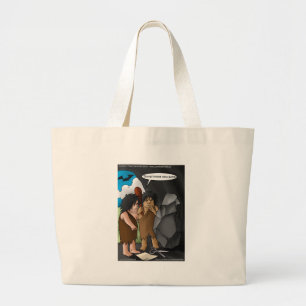 Caveman Invention Funny Gifts Tees Mugs Cards Large Tote Bag