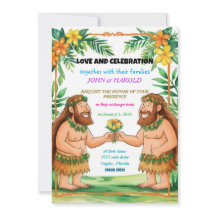 cavemen wedding invitation gay