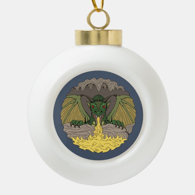 Cavern Dragon 2016 Ceramic Ball Christmas Ornament (Front)