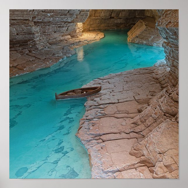 Cavern Lake Abstract - Water and Rock Textures Poster (Front)