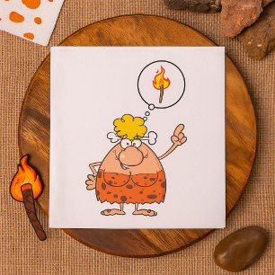 Cavewoman Thinking of Fire Stick Napkin
