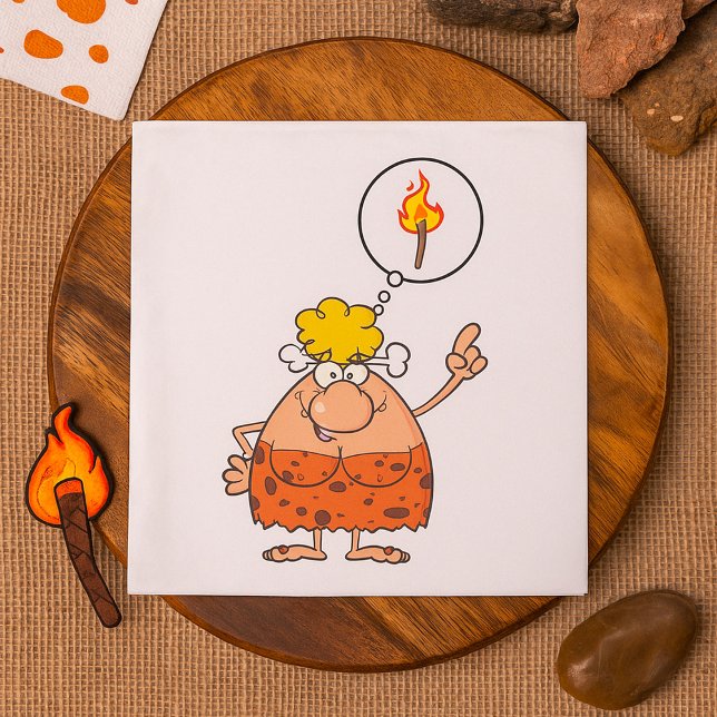 Cavewoman Thinking of Fire Stick Napkin (Creator Uploaded)