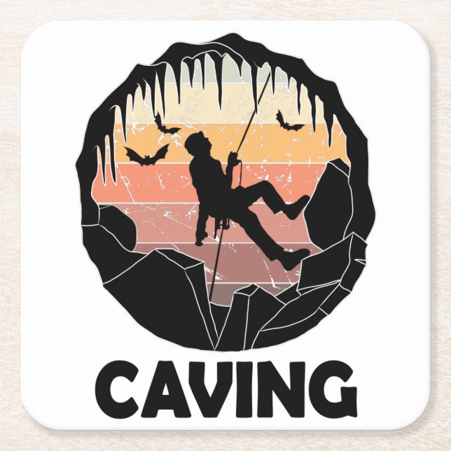 Caving - Cave Exploration Speleology Square Paper Coaster (Front)