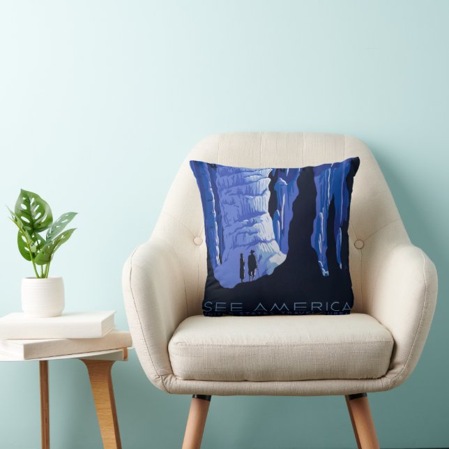 Caving Travel Cavern Vintage Travel Poster Cushion (Chair)