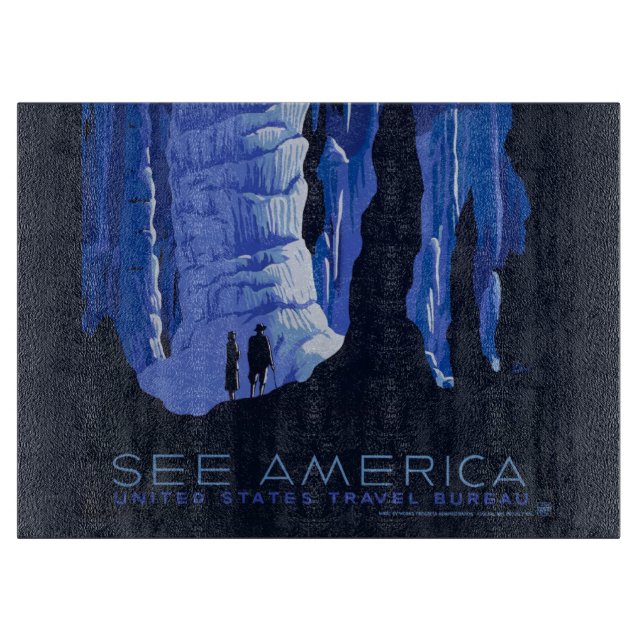 Caving Travel Cavern Vintage Travel Poster Cutting Board (Front)