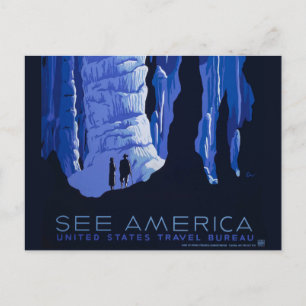 Caving Travel Cavern Vintage Travel Poster Postcard