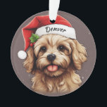Cavoodle Custom Christmas Ornament<br><div class="desc">Introducing our charming Christmas Cavoodle Ornament, the perfect addition to bring warmth and whimsy to your holiday decor! Adorned with a festive Christmas hat and eyes sparkling with holiday cheer, this adorable cartoon Cavoodle is ready to fill your home with joy. The vibrant red Christmas hat adds a merry splash...</div>
