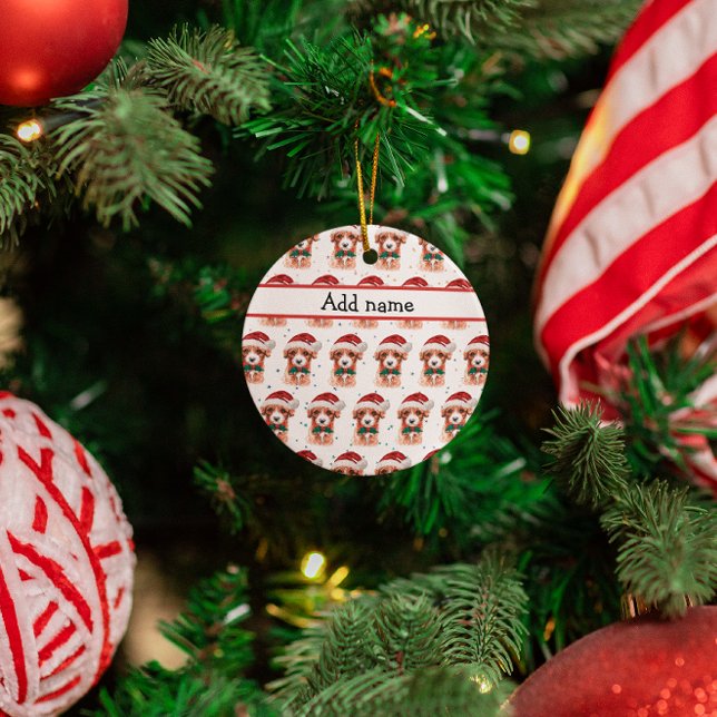 Cavoodle Dog Breed Christmas Stars Ceramic Ornament (Creator Uploaded)