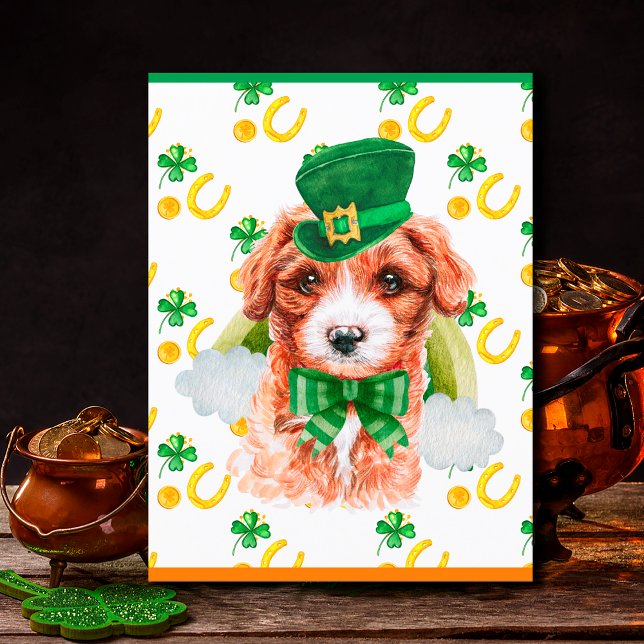 Cavoodle Dog Shamrock St. Patricks Day Holiday Postcard (Creator Uploaded)
