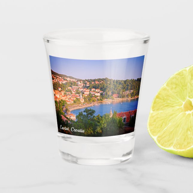 Cavtat, Croatia Town View from the Mausoleum Shot Glass (Front)