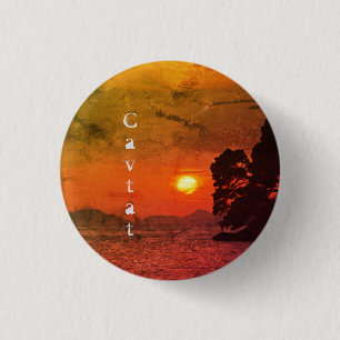 Cavtat, Croatia view of Sunset 1974 Filter 3 Cm Round Badge