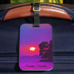 Cavtat, Croatia view of Sunset Purple Filter Luggage Tag