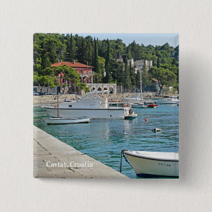 Cavtat, Croatia view of the Water 15 Cm Square Badge
